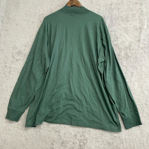 NWOT Lands' End Men's XXL Long Sleeve Green Mock Neck T-Shirt Cotton - Picture 2 of 8